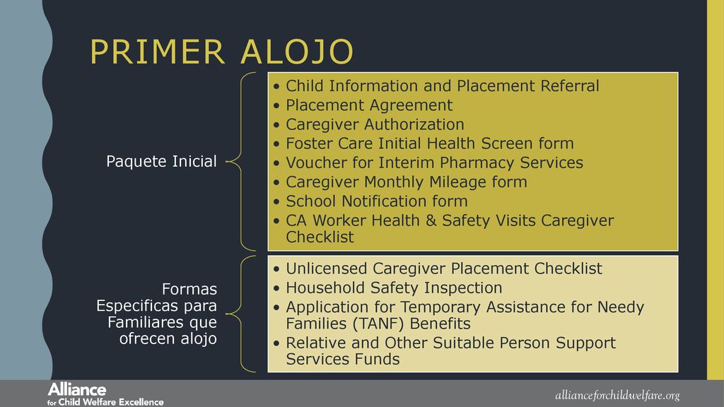 PRIMER ALOJO Paquete Inicial Child Information and Placement Referral