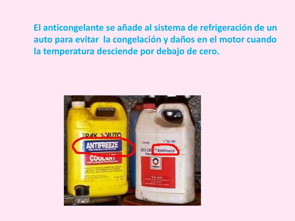 El anticongelante se añade al sistema de refrigeración de un auto para evitar la congelación y daños en el motor cuando la temperatura desciende por debajo de cero.