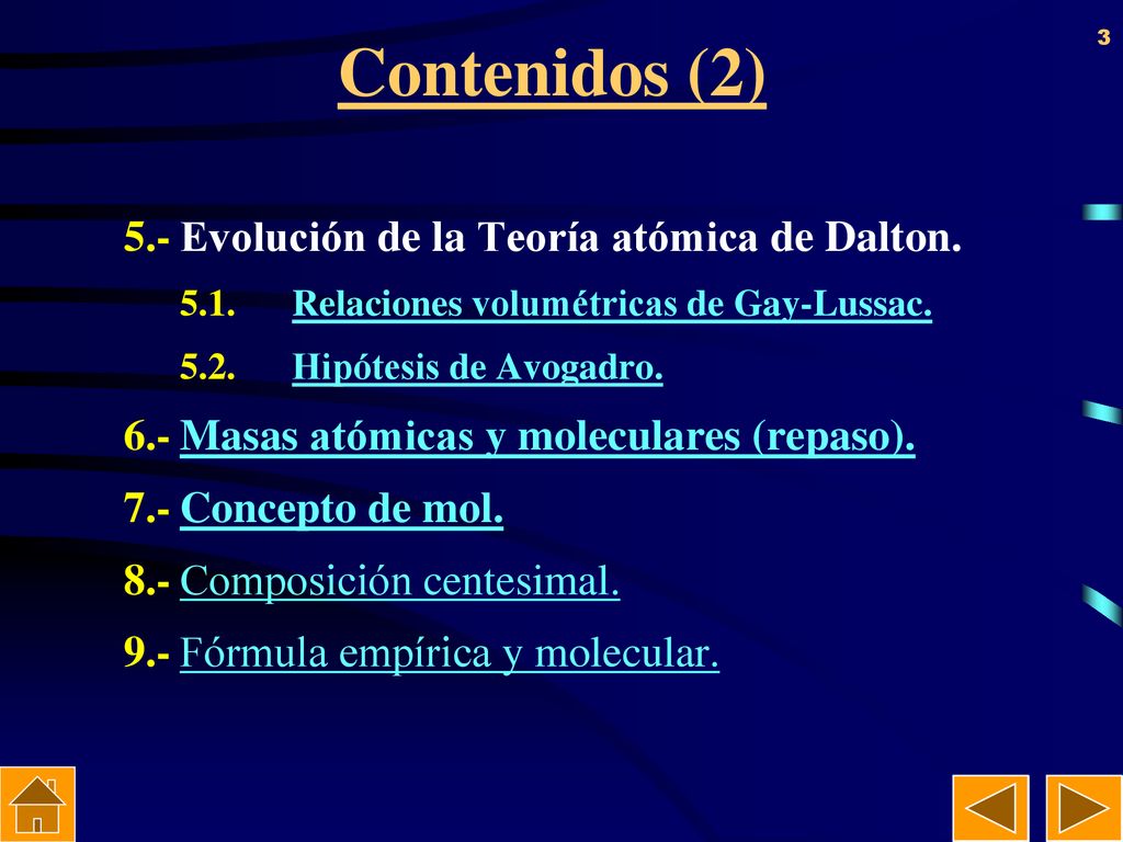 Contenidos (2) 5.- Evolución de la Teoría atómica de Dalton.