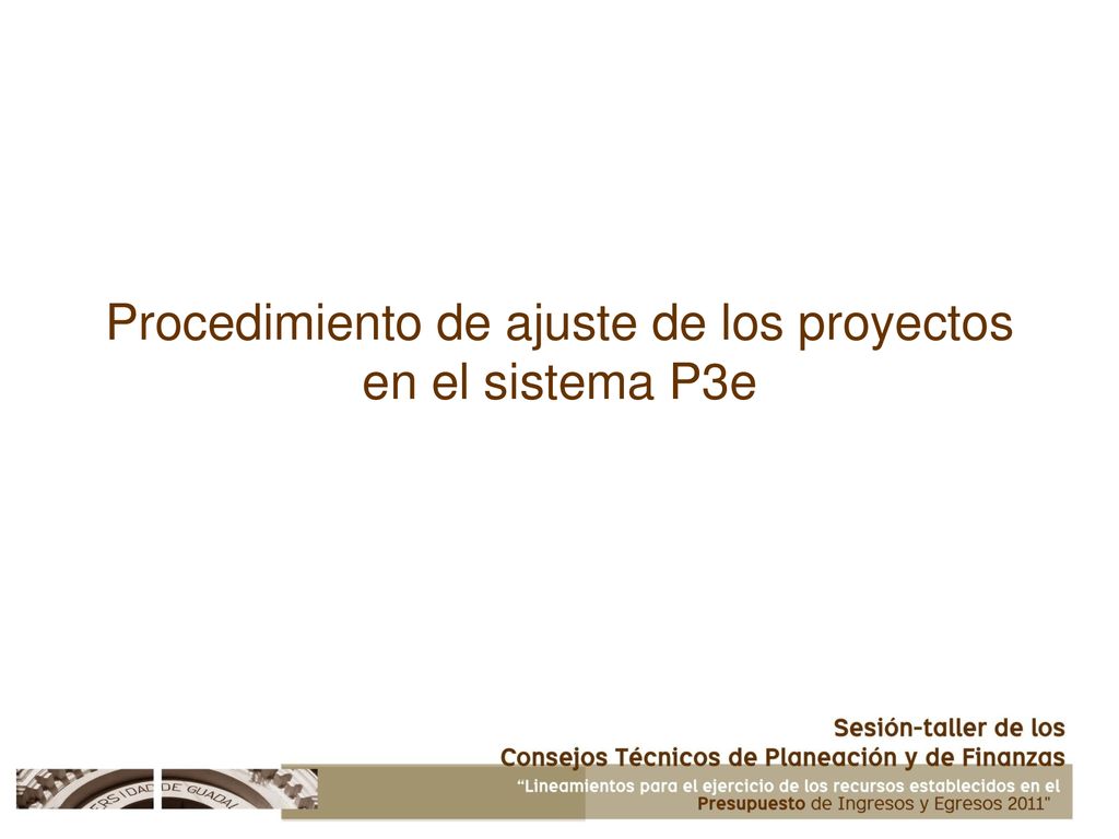 Procedimiento de ajuste de los proyectos en el sistema P3e