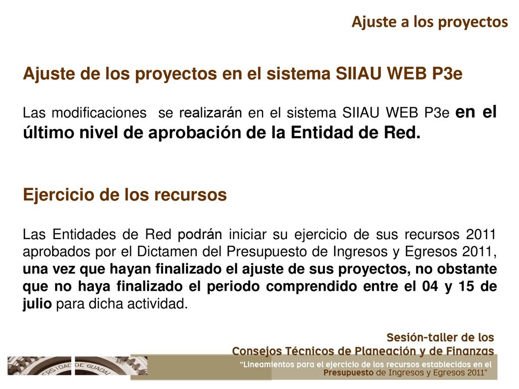 Ajuste de los proyectos en el sistema SIIAU WEB P3e