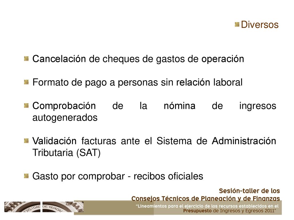 Diversos Cancelación de cheques de gastos de operación. Formato de pago a personas sin relación laboral.