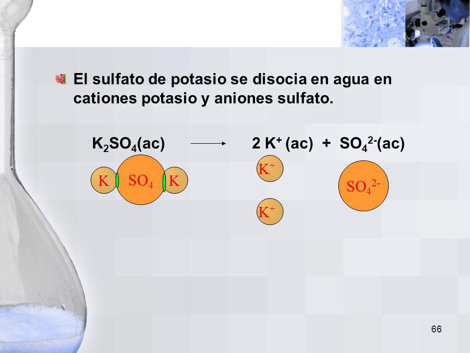 K2SO4(ac) 2 K+ (ac) + SO42-(ac)