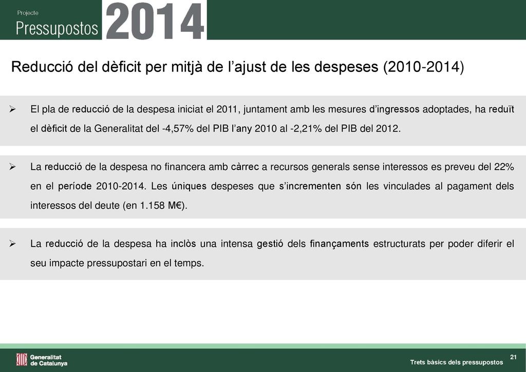 Reducció del dèficit per mitjà de l’ajust de les despeses ( )