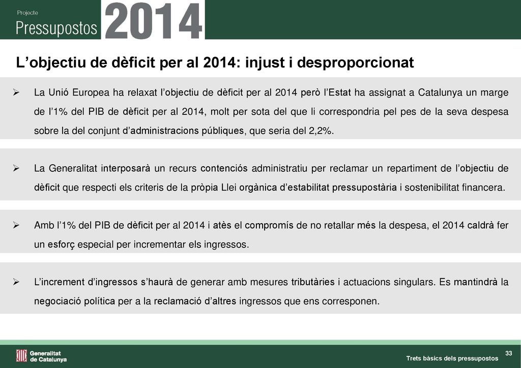 L’objectiu de dèficit per al 2014: injust i desproporcionat