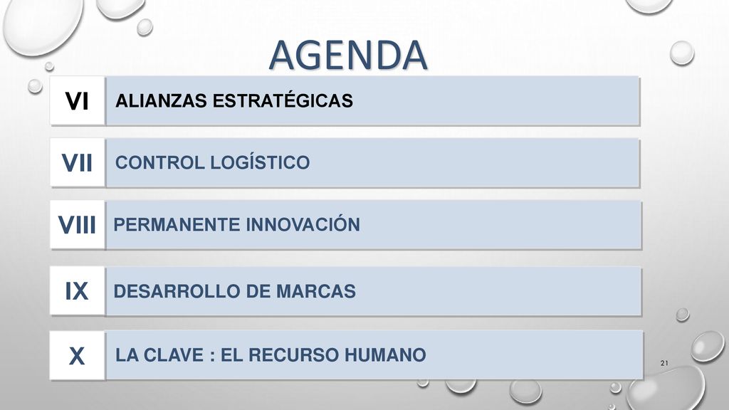 Agenda VI VII VIII IX X ALIANZAS ESTRATÉGICAS CONTROL LOGÍSTICO