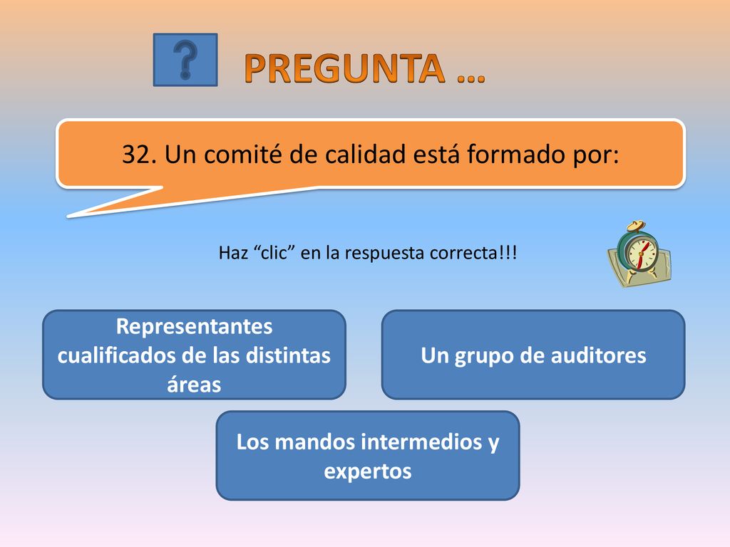 PREGUNTA … 32. Un comité de calidad está formado por: