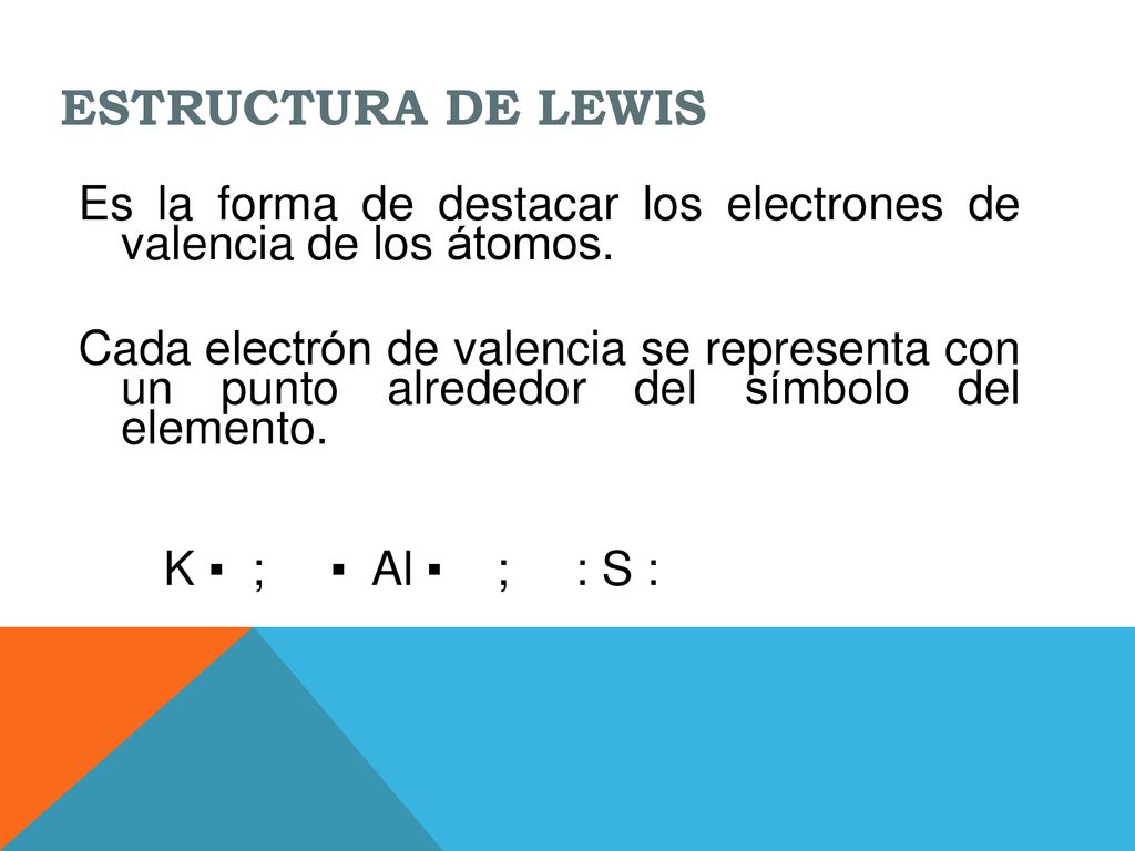 ESTRUCTURA DE LEWIS Es la forma de destacar los electrones de valencia de los átomos.