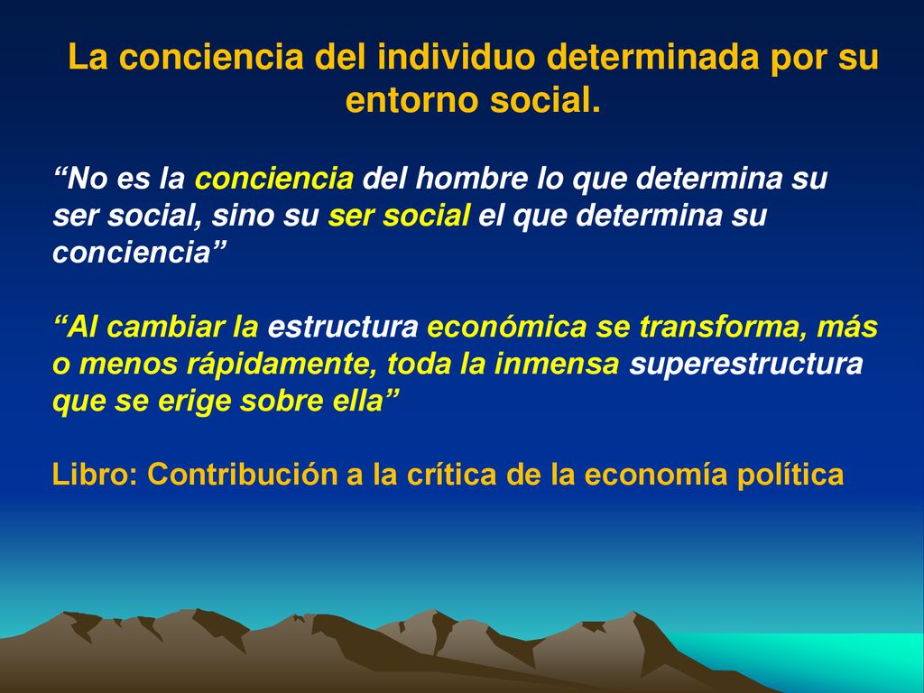 La conciencia del individuo determinada por su entorno social.