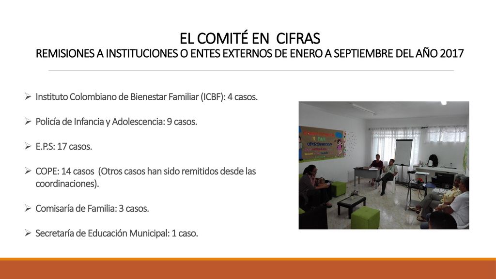 El Comité en cifras Remisiones a instituciones o entes externos de Enero a septiembre del año 2017