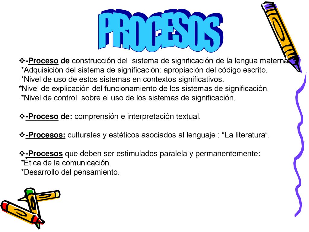 PROCESOS -Proceso de construcción del sistema de significación de la lengua materna: