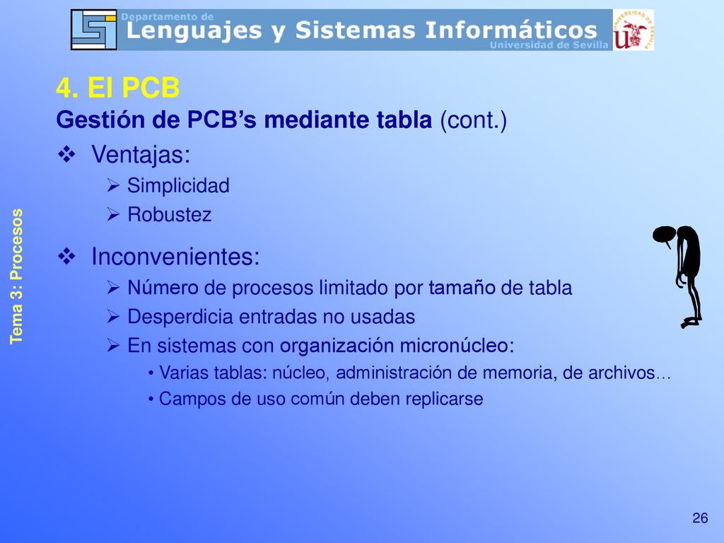 4. El PCB Gestión de PCB’s mediante tabla (cont.) Ventajas: