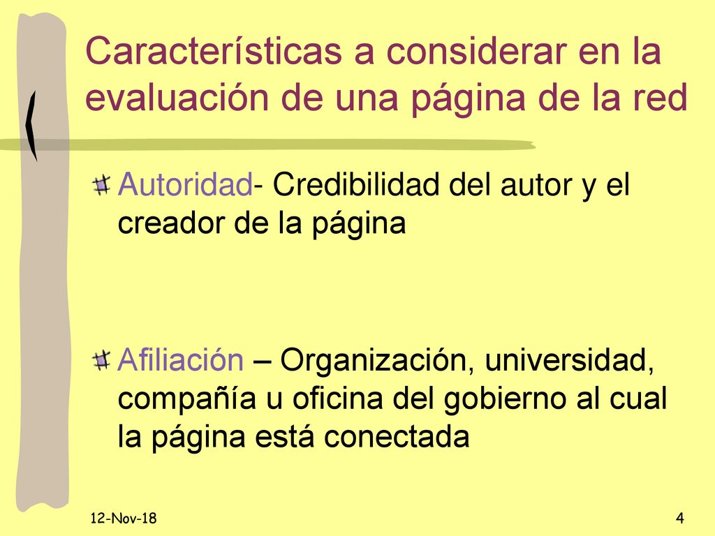 Características a considerar en la evaluación de una página de la red