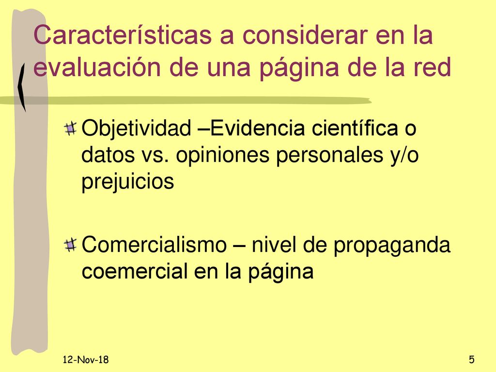 Características a considerar en la evaluación de una página de la red