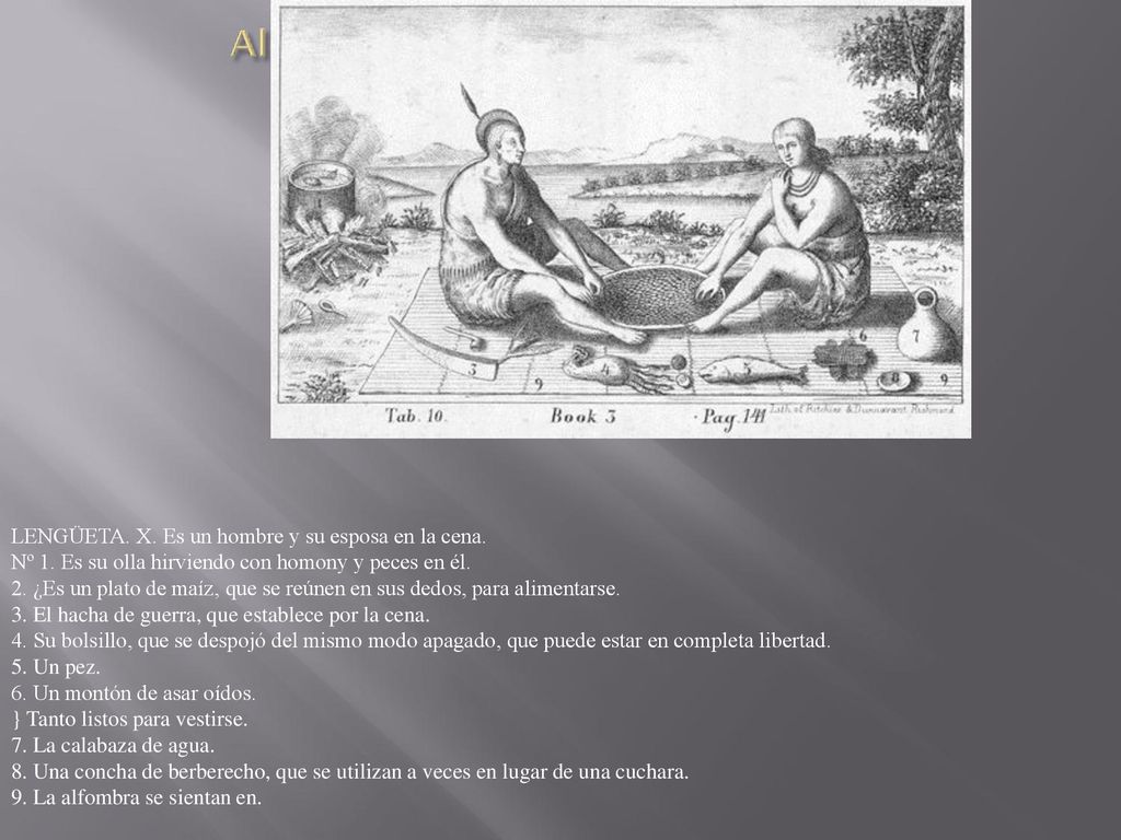 LENGÜETA. X. Es un hombre y su esposa en la cena.