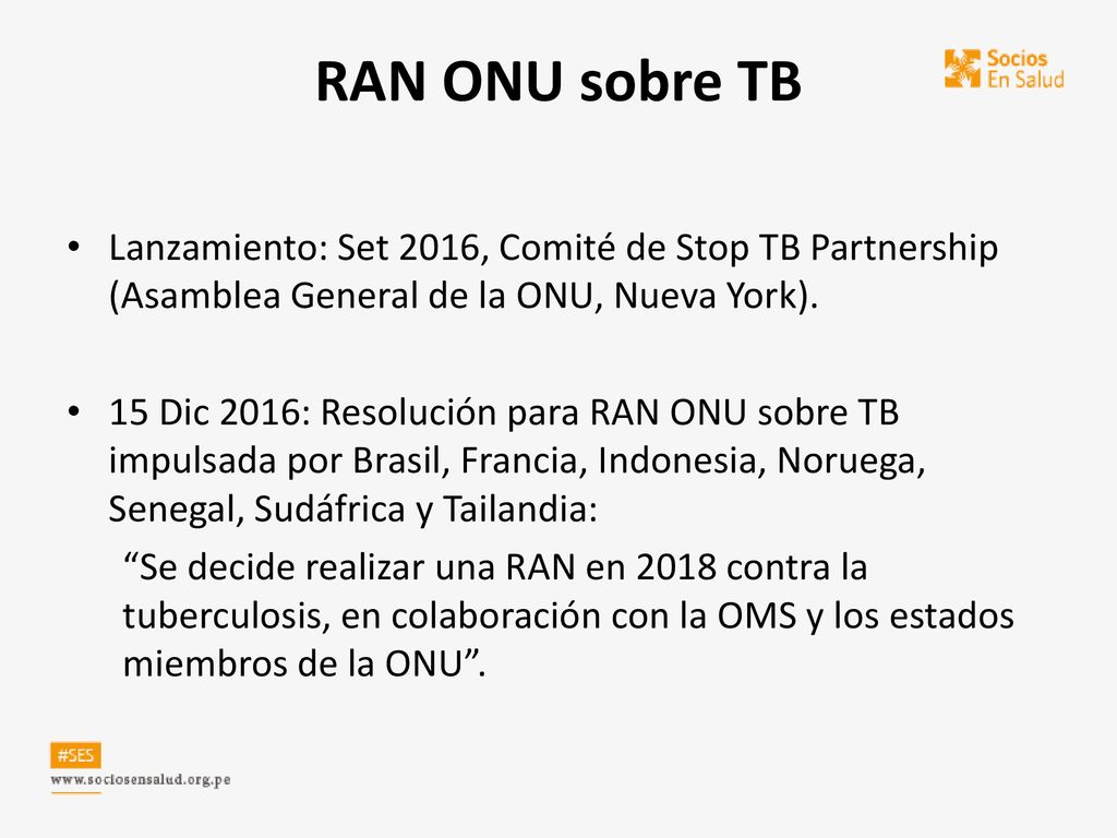 RAN ONU sobre TB Lanzamiento: Set 2016, Comité de Stop TB Partnership (Asamblea General de la ONU, Nueva York).