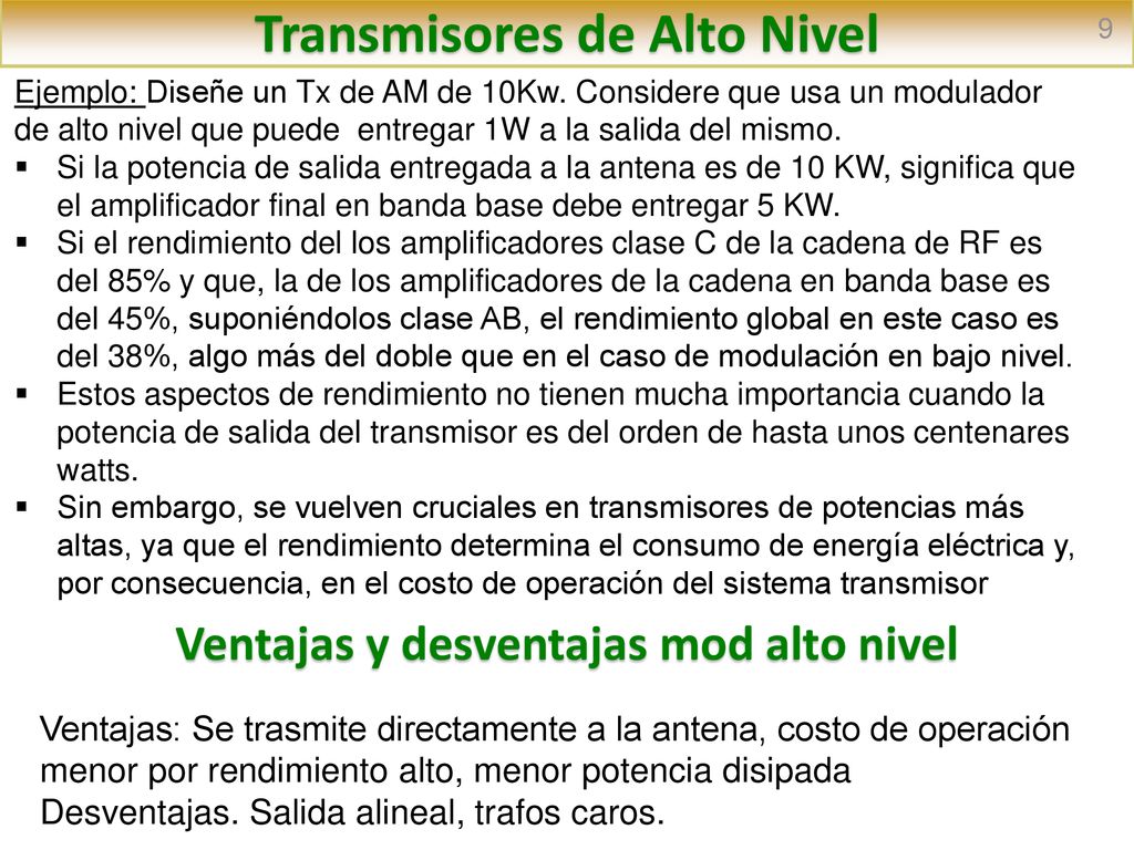 Transmisores de Alto Nivel Ventajas y desventajas mod alto nivel