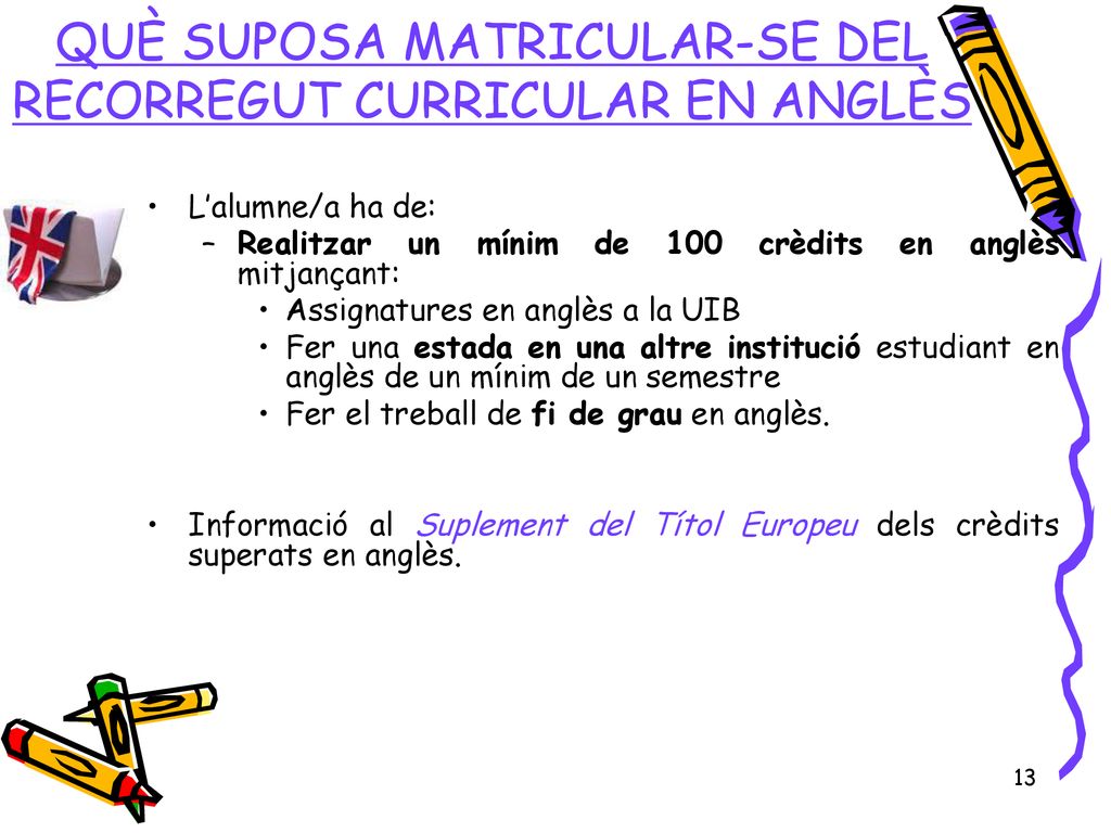 QUÈ SUPOSA MATRICULAR-SE DEL RECORREGUT CURRICULAR EN ANGLÈS