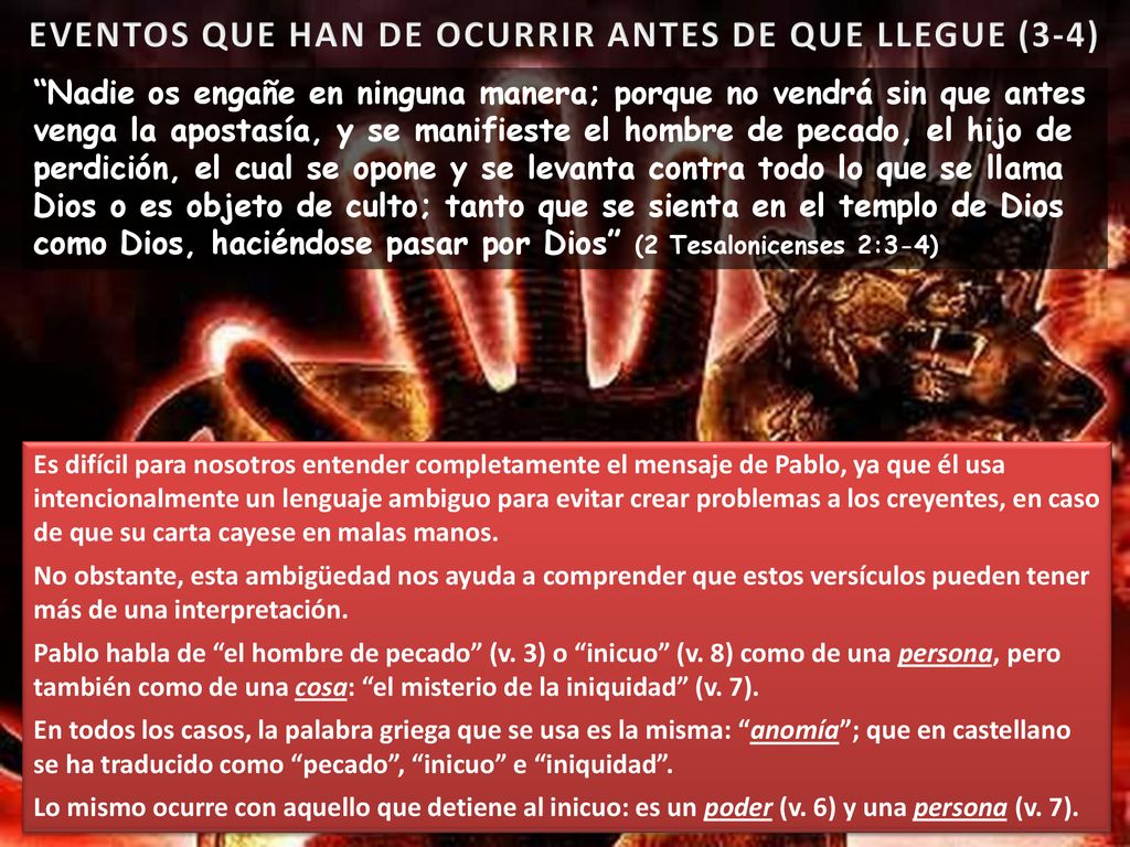 EVENTOS QUE HAN DE OCURRIR ANTES DE QUE LLEGUE (3-4)