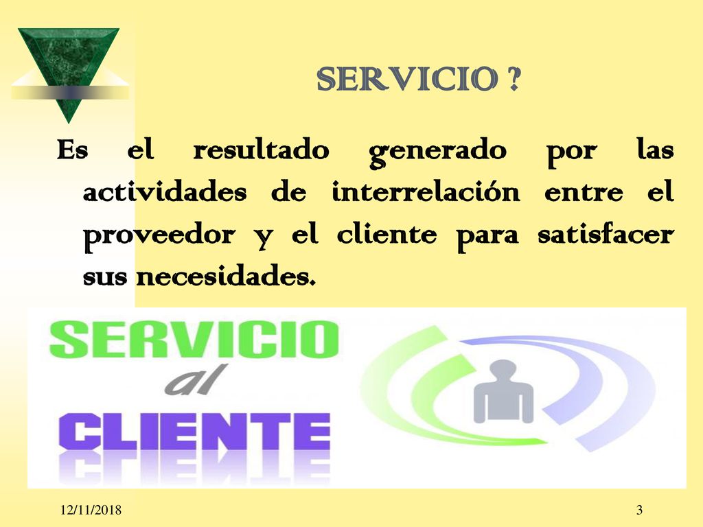 SERVICIO Es el resultado generado por las actividades de interrelación entre el proveedor y el cliente para satisfacer sus necesidades.