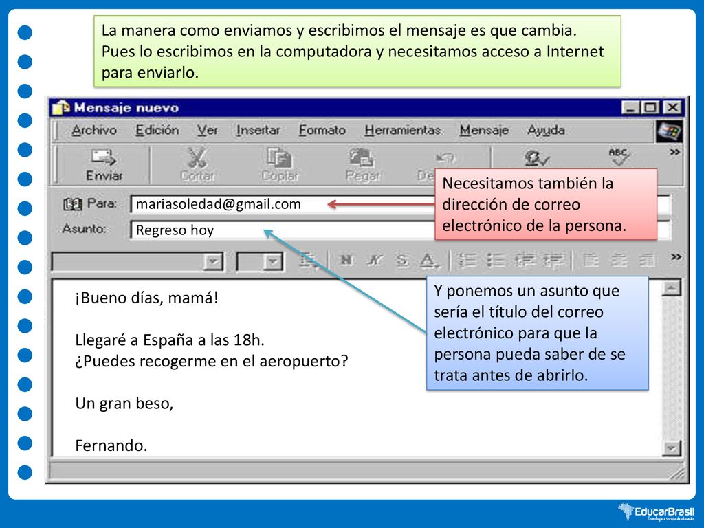 La manera como enviamos y escribimos el mensaje es que cambia.