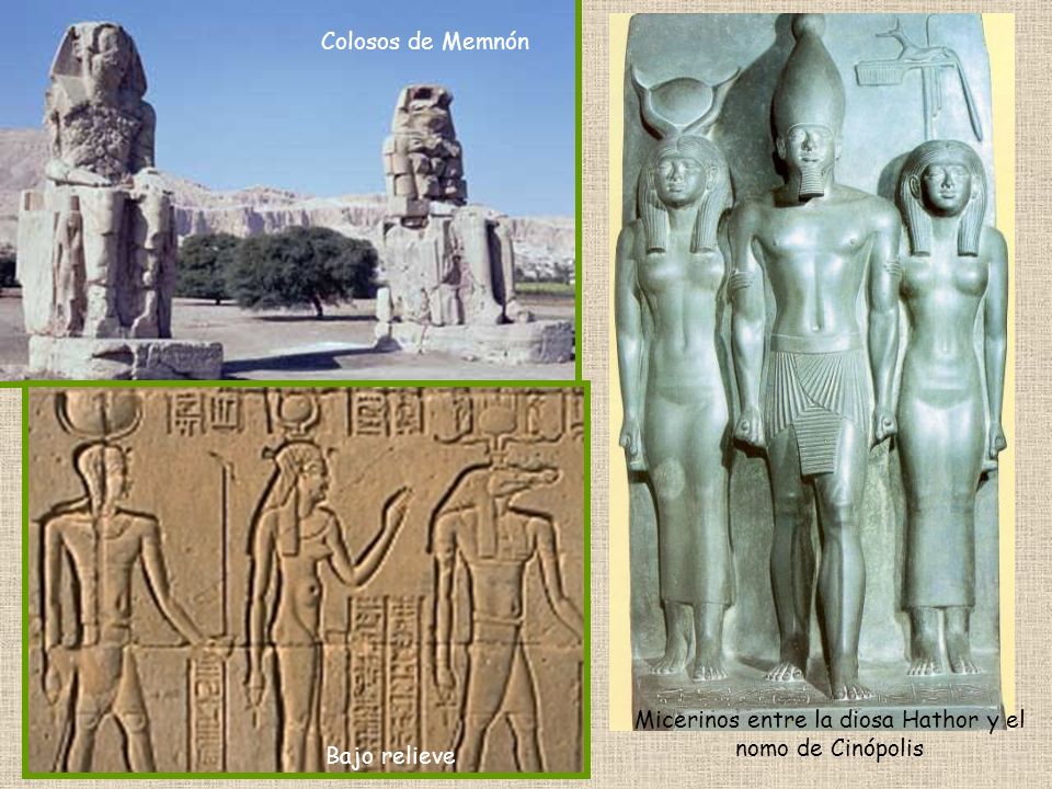 Micerinos entre la diosa Hathor y el nomo de Cinópolis