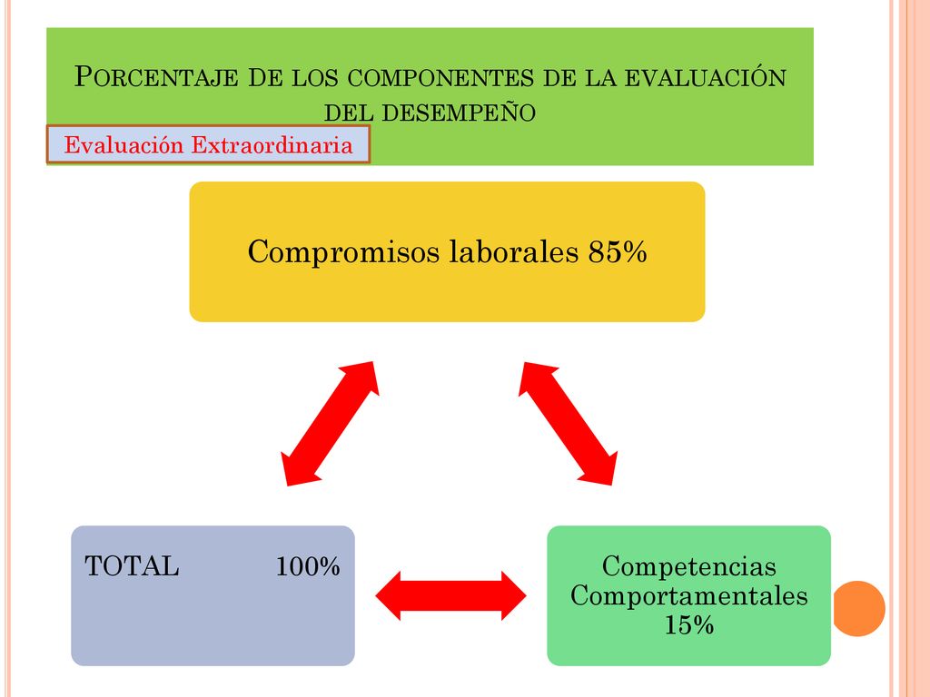 Porcentaje de los componentes de la evaluación del desempeño