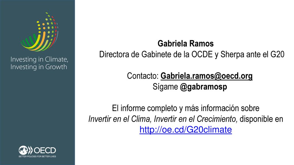 Directora de Gabinete de la OCDE y Sherpa ante el G20