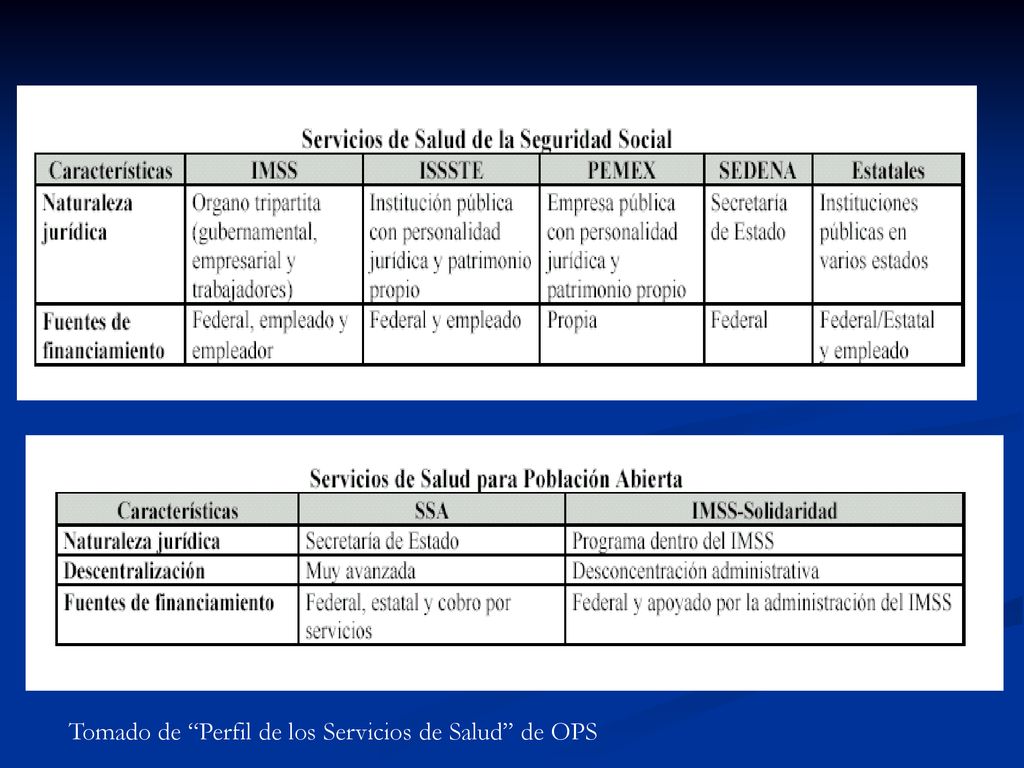 Tomado de Perfil de los Servicios de Salud de OPS
