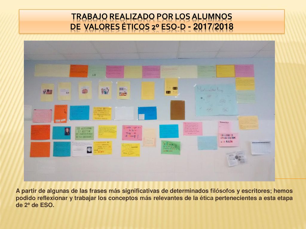 trabajo realizado por los alumnos de Valores éticos 2º ESO-D /2018