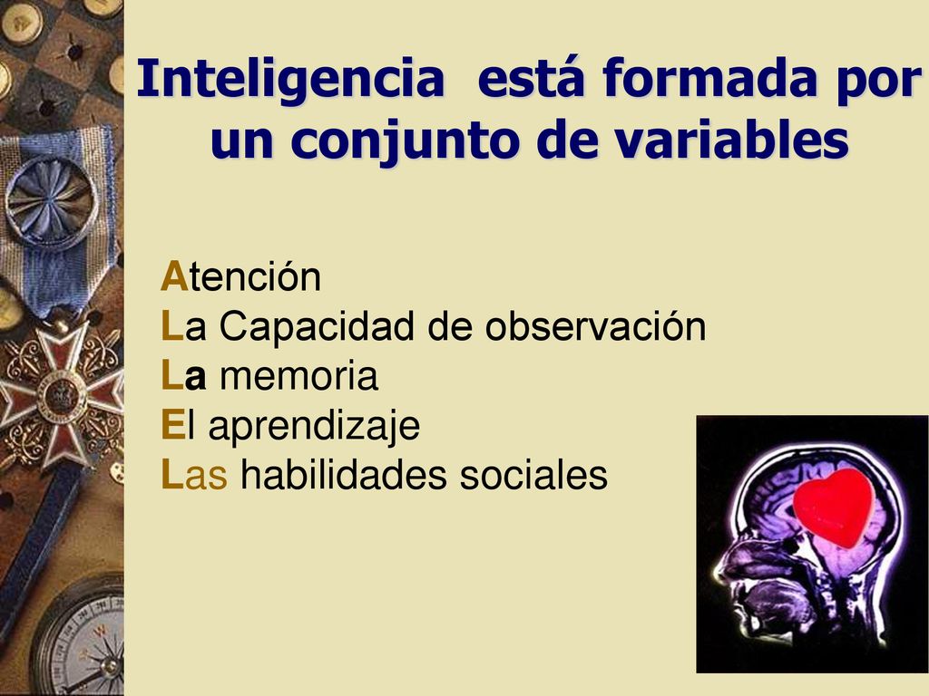 Inteligencia está formada por un conjunto de variables