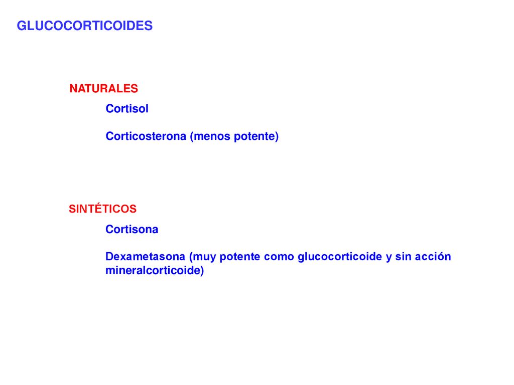 GLUCOCORTICOIDES NATURALES Cortisol Corticosterona (menos potente)