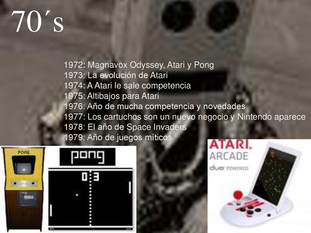 70´s 1972: Magnavox Odyssey, Atari y Pong 1973: La evolución de Atari