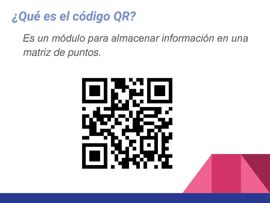 ¿Qué es el código QR Es un módulo para almacenar información en una matriz de puntos.
