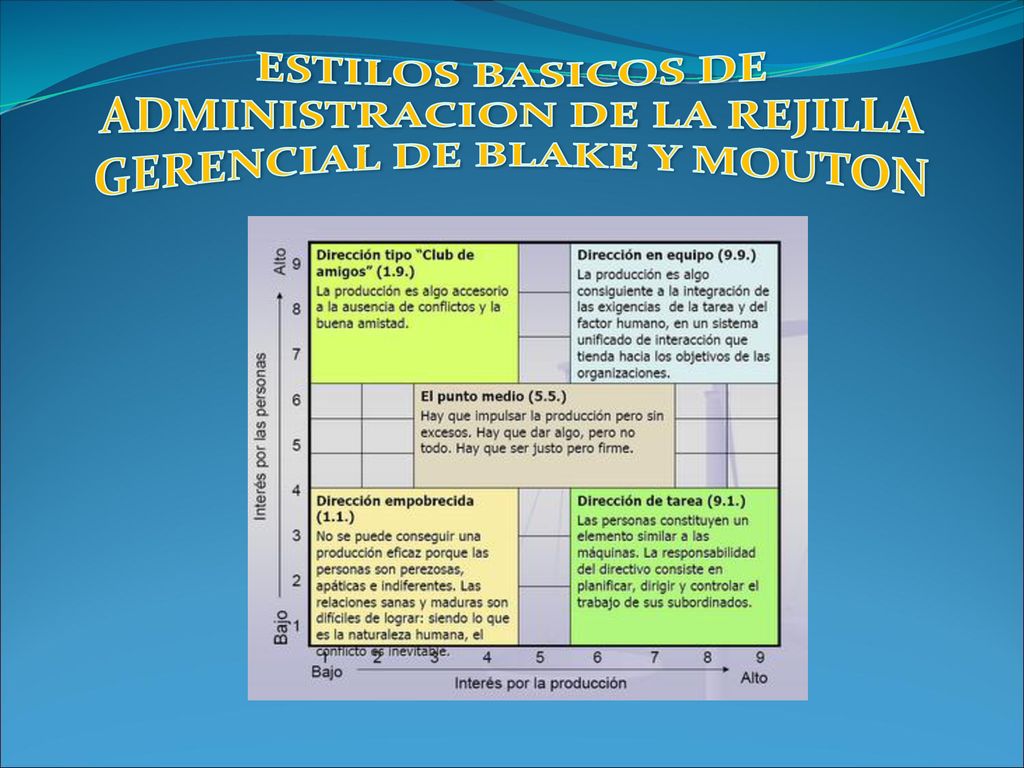 ESTILOS BASICOS DE ADMINISTRACION DE LA REJILLA GERENCIAL DE BLAKE Y MOUTON