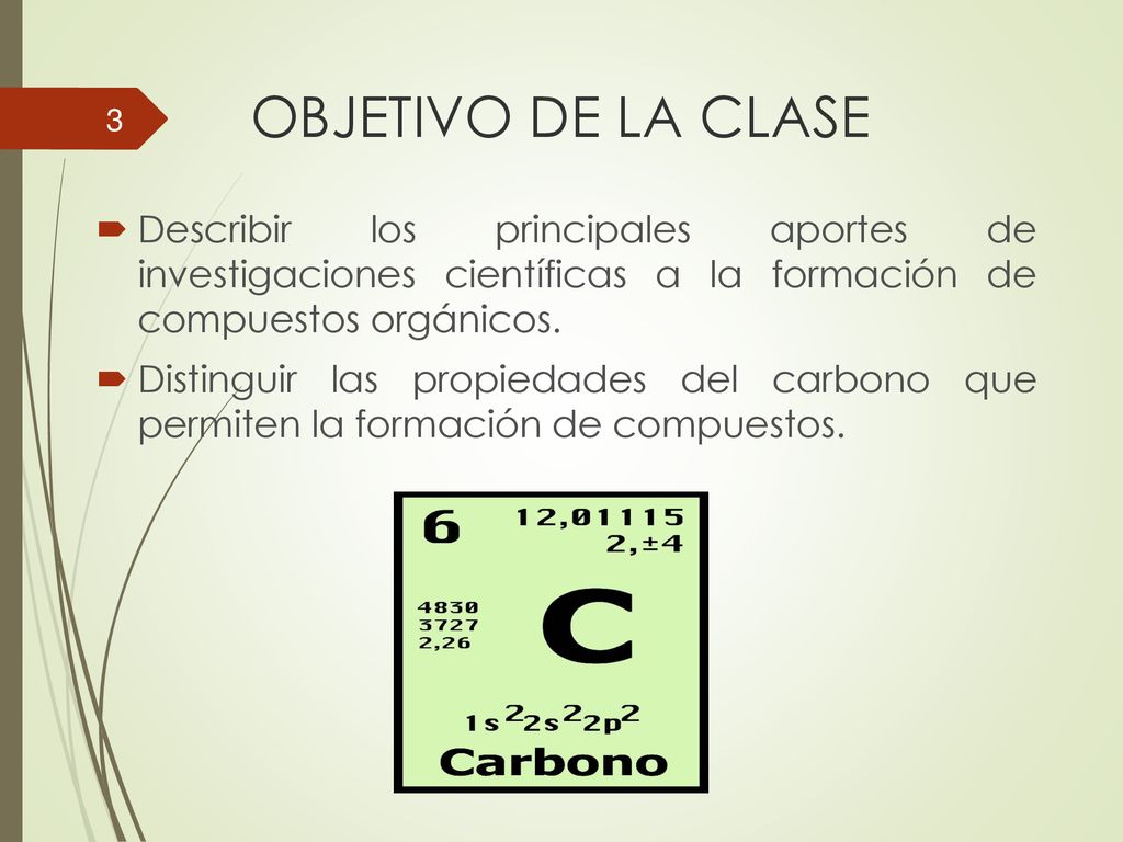 OBJETIVO DE LA CLASE Describir los principales aportes de investigaciones científicas a la formación de compuestos orgánicos.