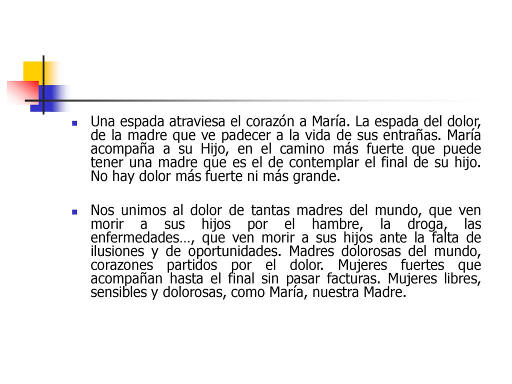 Una espada atraviesa el corazón a María