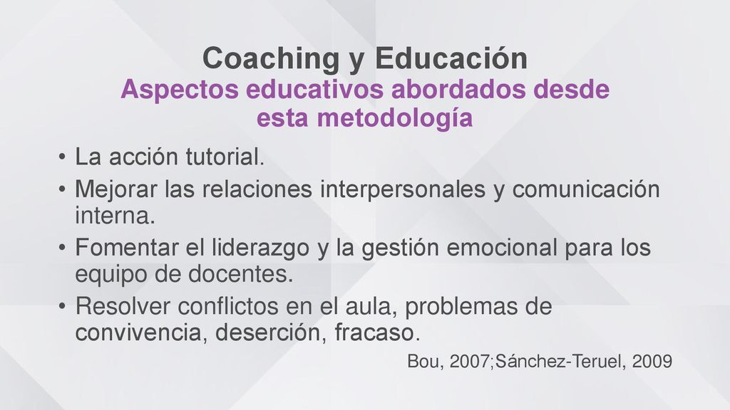 Coaching y Educación Aspectos educativos abordados desde esta metodología
