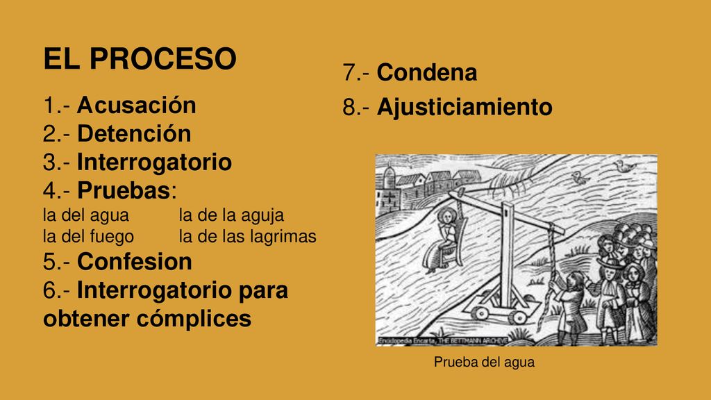 EL PROCESO 7.- Condena 8.- Ajusticiamiento 1.- Acusación 2.- Detención