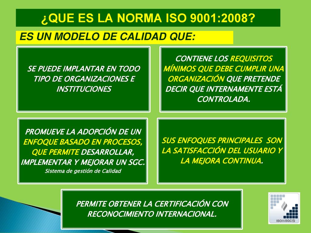 ¿QUE ES LA NORMA ISO 9001:2008 ES UN MODELO DE CALIDAD QUE:
