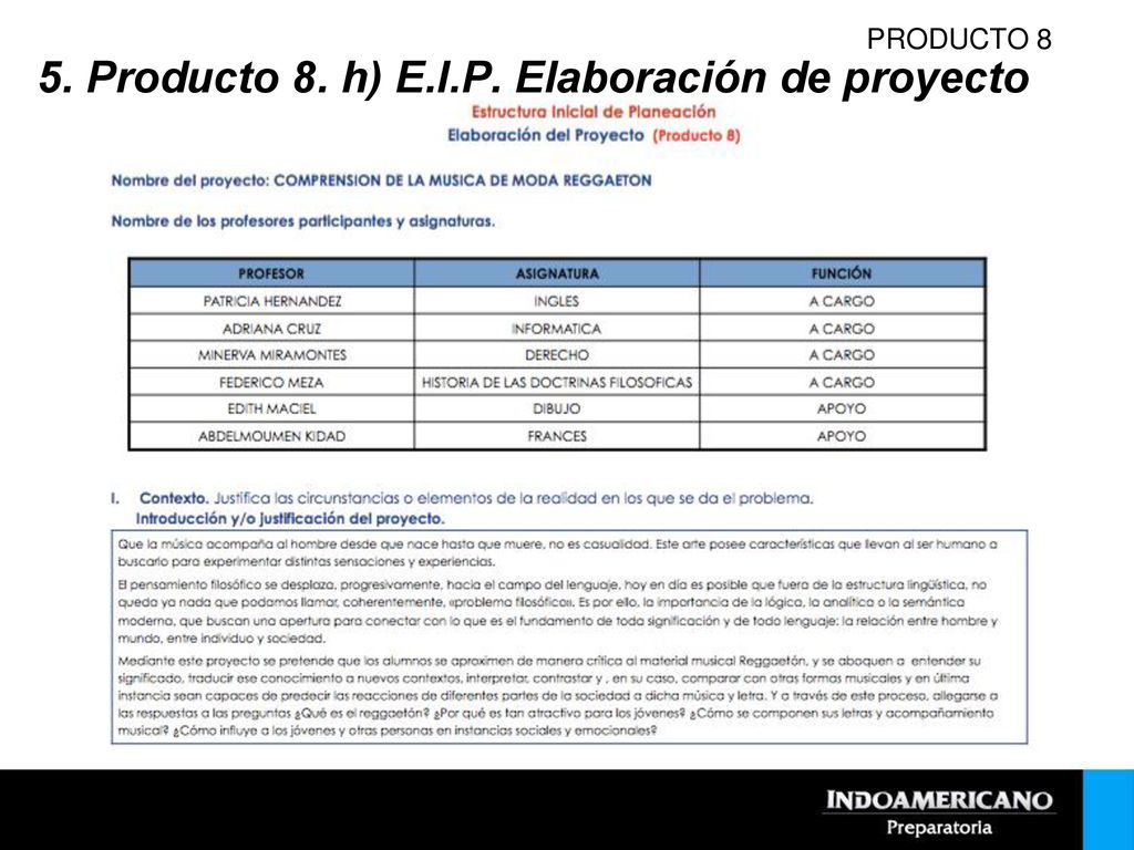 5. Producto 8. h) E.I.P. Elaboración de proyecto
