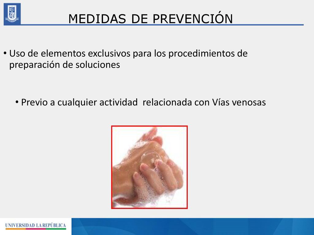 MEDIDAS DE PREVENCIÓN Uso de elementos exclusivos para los procedimientos de preparación de soluciones.