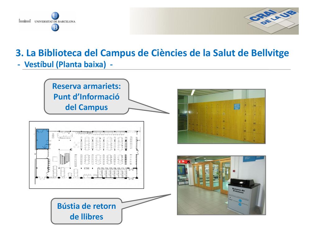 3. La Biblioteca del Campus de Ciències de la Salut de Bellvitge - Vestíbul (Planta baixa) -