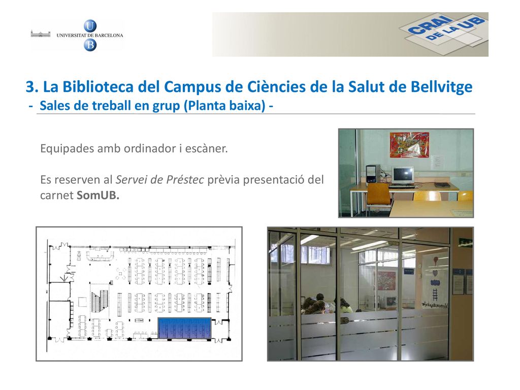 3. La Biblioteca del Campus de Ciències de la Salut de Bellvitge - Sales de treball en grup (Planta baixa) -