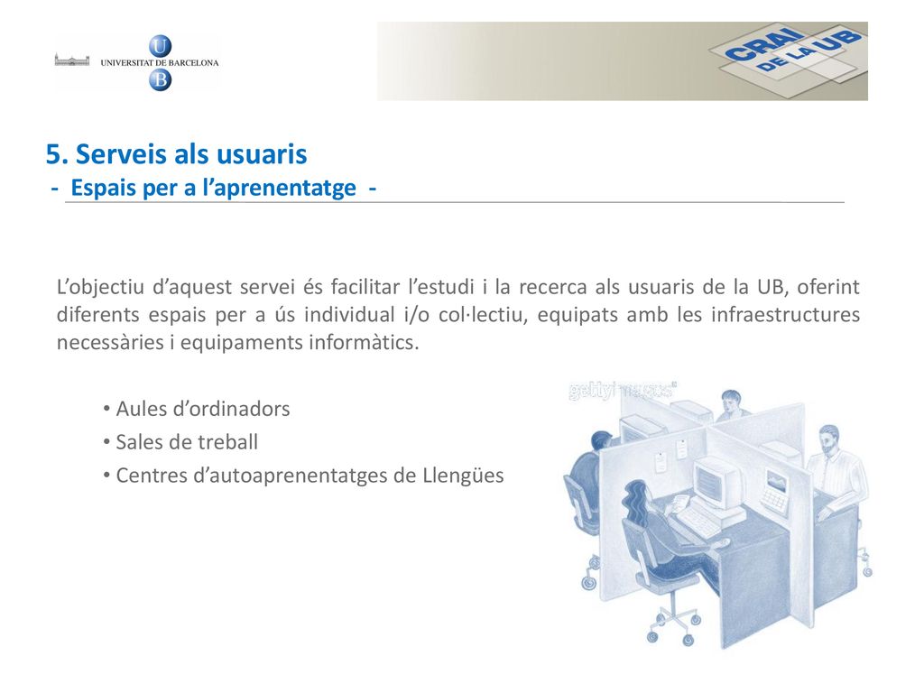 5. Serveis als usuaris - Espais per a l’aprenentatge -