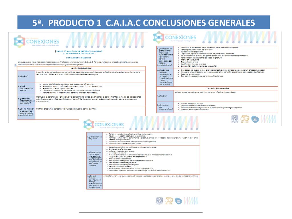 5ª. PRODUCTO 1 C.A.I.A.C CONCLUSIONES GENERALES