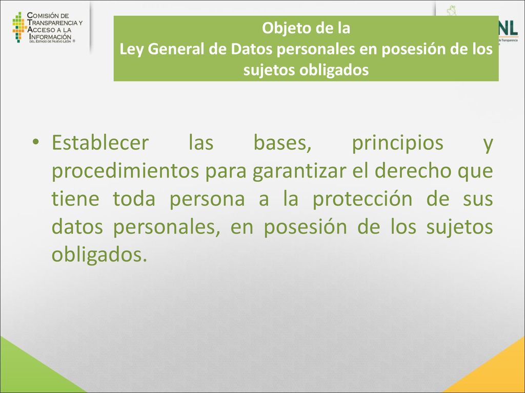 Objeto de la Ley General de Datos personales en posesión de los sujetos obligados
