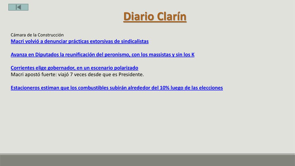 Diario Clarín Cámara de la Construcción. Macri volvió a denunciar prácticas extorsivas de sindicalistas.