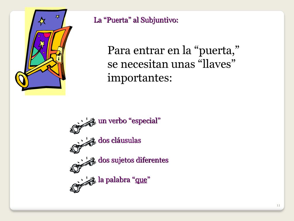 Para entrar en la puerta, se necesitan unas llaves importantes: