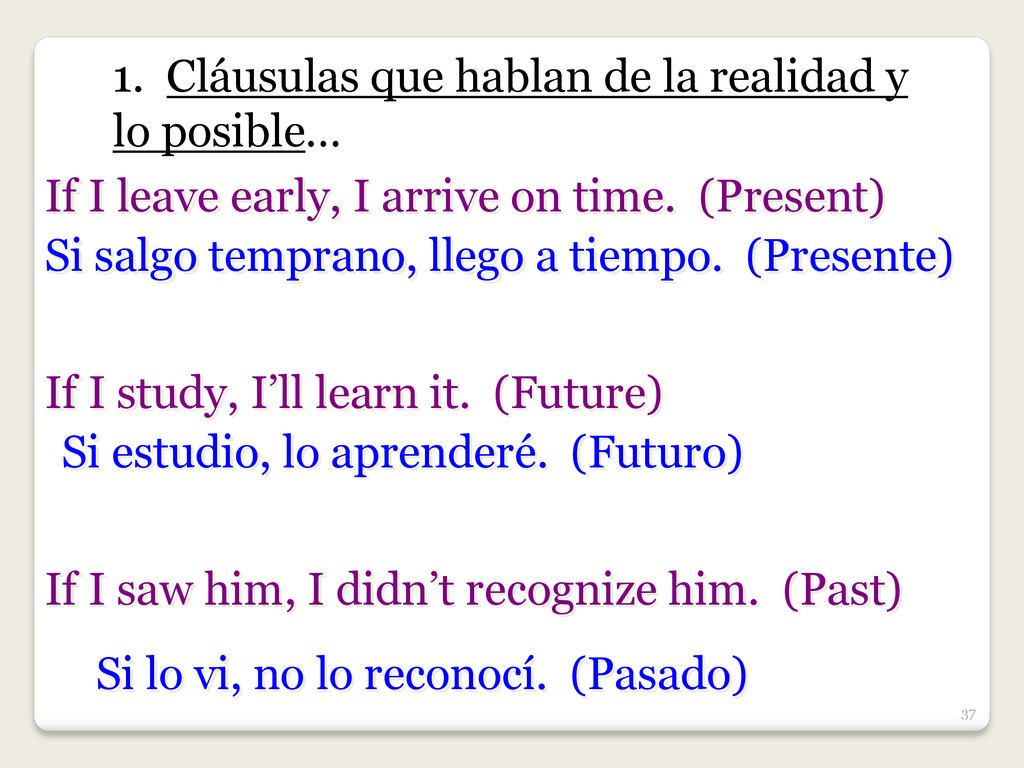 1. Cláusulas que hablan de la realidad y lo posible…